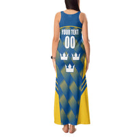 Sweden Hockey Custom Tank Maxi Dress Tre Kronor Swedish Moose Mascot