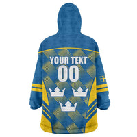 Sweden Hockey Custom Wearable Blanket Hoodie Tre Kronor Swedish Moose Mascot