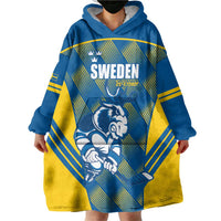Sweden Hockey Custom Wearable Blanket Hoodie Tre Kronor Swedish Moose Mascot