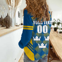 Sweden Hockey Custom Women Casual Shirt Tre Kronor Swedish Moose Mascot