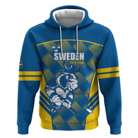 Sweden Hockey Custom Zip Hoodie Tre Kronor Swedish Moose Mascot