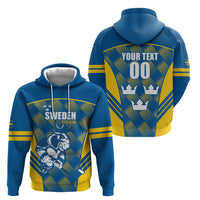 Sweden Hockey Custom Zip Hoodie Tre Kronor Swedish Moose Mascot