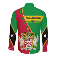 Saint Kitts and Nevis Long Sleeve Button Shirt Coat Of Arms Style - Wonder Print Shop