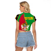 Saint Kitts and Nevis Raglan Cropped T Shirt Coat Of Arms Style - Wonder Print Shop