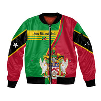 Saint Kitts and Nevis Sleeve Zip Bomber Jacket Coat Of Arms Style - Wonder Print Shop