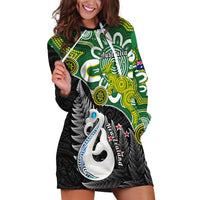 Personalised New Zealand And Australia Hoodie Dress Aboriginal Mix Aotearoa Maori Unique Style - Wonder Print Shop