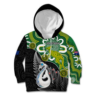 Personalised New Zealand And Australia Kid Hoodie Aboriginal Mix Aotearoa Maori Unique Style - Wonder Print Shop