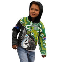 Personalised New Zealand And Australia Kid Hoodie Aboriginal Mix Aotearoa Maori Unique Style - Wonder Print Shop