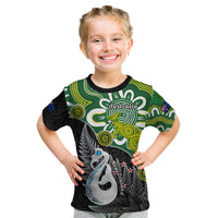 Personalised New Zealand And Australia Kid T Shirt Aboriginal Mix Aotearoa Maori Unique Style - Wonder Print Shop