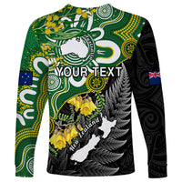 Personalised New Zealand And Australia Long Sleeve Shirt Aboriginal Mix Aotearoa Maori Unique Style - Wonder Print Shop