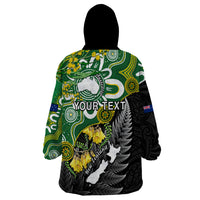 Personalised New Zealand And Australia Wearable Blanket Hoodie Aboriginal Mix Aotearoa Maori Unique Style - Wonder Print Shop