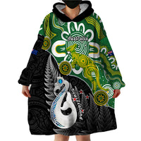 Personalised New Zealand And Australia Wearable Blanket Hoodie Aboriginal Mix Aotearoa Maori Unique Style - Wonder Print Shop