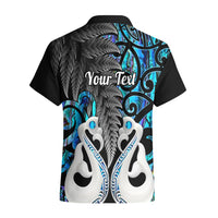 Personalised New Zealand Hawaiian Shirt Te Manaia Mangopare Maori And Fern Blue Style - Wonder Print Shop