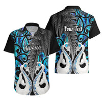 Personalised New Zealand Hawaiian Shirt Te Manaia Mangopare Maori And Fern Blue Style - Wonder Print Shop