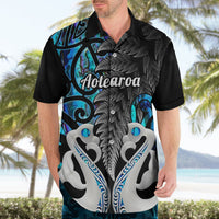 Personalised New Zealand Hawaiian Shirt Te Manaia Mangopare Maori And Fern Blue Style - Wonder Print Shop