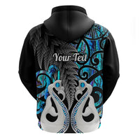 Custom New Zealand Hoodie Te Manaia Mangopare Maori And Fern Blue Style - Wonder Print Shop