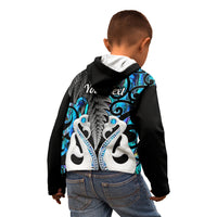 Personalised New Zealand Kid Hoodie Te Manaia Mangopare Maori And Fern Blue Style - Wonder Print Shop