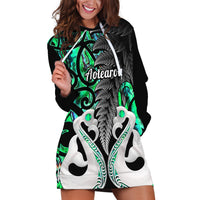 Personalised New Zealand Hoodie Dress Te Manaia Mangopare Maori And Fern Green Style - Wonder Print Shop