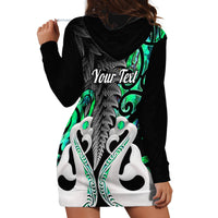 Personalised New Zealand Hoodie Dress Te Manaia Mangopare Maori And Fern Green Style - Wonder Print Shop