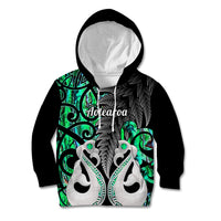 Personalised New Zealand Kid Hoodie Te Manaia Mangopare Maori And Fern Green Style - Wonder Print Shop