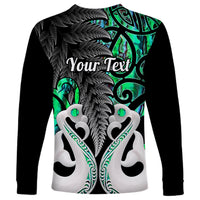 Personalised New Zealand Long Sleeve Shirt Te Manaia Mangopare Maori And Fern Green Style - Wonder Print Shop