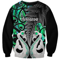 Personalised New Zealand Sweatshirt Te Manaia Mangopare Maori And Fern Green Style - Wonder Print Shop