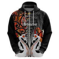 Custom New Zealand Hoodie Te Manaia Mangopare Maori And Fern Orange Style - Wonder Print Shop