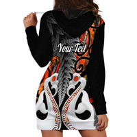 Personalised New Zealand Hoodie Dress Te Manaia Mangopare Maori And Fern Orange Style - Wonder Print Shop