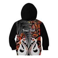 Personalised New Zealand Kid Hoodie Te Manaia Mangopare Maori And Fern Orange Style - Wonder Print Shop