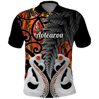 Custom New Zealand Polo Shirt Te Manaia Mangopare Maori And Fern Orange Style - Wonder Print Shop