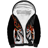 Personalised New Zealand Sherpa Hoodie Te Manaia Mangopare Maori And Fern Orange Style - Wonder Print Shop