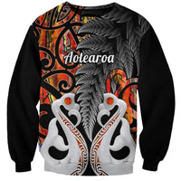 Personalised New Zealand Sweatshirt Te Manaia Mangopare Maori And Fern Orange Style - Wonder Print Shop