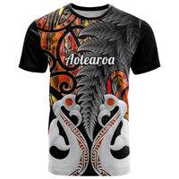 Personalised New Zealand T Shirt Te Manaia Mangopare Maori And Fern Orange Style - Wonder Print Shop