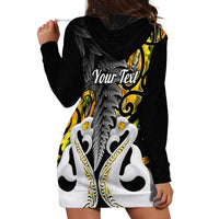 Personalised New Zealand Hoodie Dress Te Manaia Mangopare Maori And Fern Gold Style - Wonder Print Shop