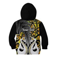 Personalised New Zealand Kid Hoodie Te Manaia Mangopare Maori And Fern Gold Style - Wonder Print Shop