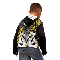 Personalised New Zealand Kid Hoodie Te Manaia Mangopare Maori And Fern Gold Style - Wonder Print Shop