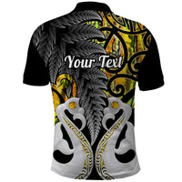 Custom New Zealand Polo Shirt Te Manaia Mangopare Maori And Fern Gold Style - Wonder Print Shop