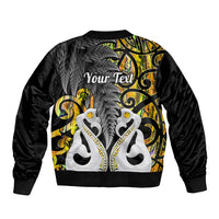 Personalised New Zealand Sleeve Zip Bomber Jacket Te Manaia Mangopare Maori And Fern Gold Style - Wonder Print Shop