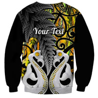 Personalised New Zealand Sweatshirt Te Manaia Mangopare Maori And Fern Gold Style - Wonder Print Shop