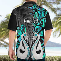 Personalised New Zealand Hawaiian Shirt Te Manaia Mangopare Maori And Fern Turquoise Style - Wonder Print Shop
