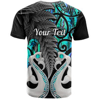 Personalised New Zealand T Shirt Te Manaia Mangopare Maori And Fern Turquoise Style - Wonder Print Shop