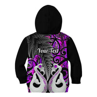 Personalised New Zealand Kid Hoodie Te Manaia Mangopare Maori And Fern Purple Style - Wonder Print Shop