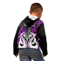 Personalised New Zealand Kid Hoodie Te Manaia Mangopare Maori And Fern Purple Style - Wonder Print Shop