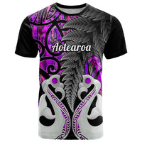 Personalised New Zealand T Shirt Te Manaia Mangopare Maori And Fern Purple Style - Wonder Print Shop