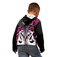 Personalised New Zealand Kid Hoodie Te Manaia Mangopare Maori And Fern Pink Style - Wonder Print Shop