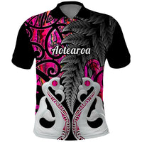 Custom New Zealand Polo Shirt Te Manaia Mangopare Maori And Fern Pink Style - Wonder Print Shop