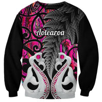 Personalised New Zealand Sweatshirt Te Manaia Mangopare Maori And Fern Pink Style - Wonder Print Shop