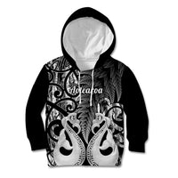 Personalised New Zealand Kid Hoodie Te Manaia Mangopare Maori And Fern Black Style - Wonder Print Shop