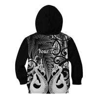 Personalised New Zealand Kid Hoodie Te Manaia Mangopare Maori And Fern Black Style - Wonder Print Shop