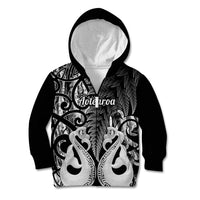Personalised New Zealand Kid Hoodie Te Manaia Mangopare Maori And Fern Black Style - Wonder Print Shop